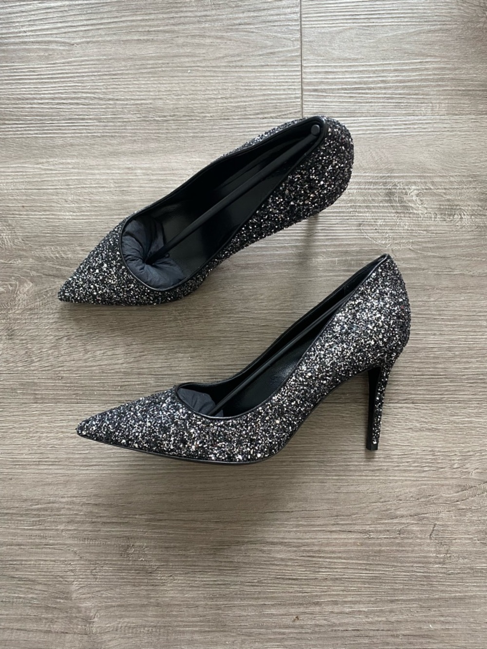 M. Gemi Esatto Glitter Leather Heels 90mm
